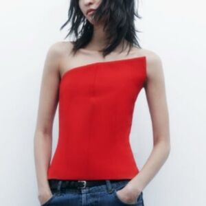 Chic Red Asymmetrical Top